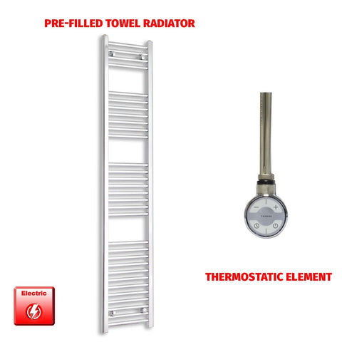 1800mm High 350mm Wide Pre-Filled Electric Chrome Heated Towel Rail