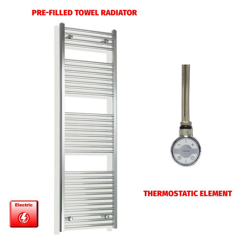 1700mm High 550mm Wide Pre-Filled Electric Heated Towel Radiator Chrome HTR MOA Element No Timer