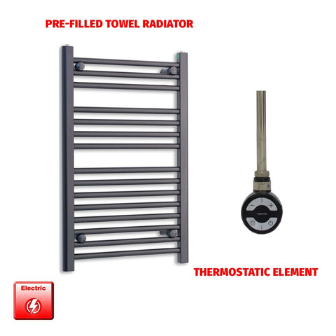 800 x 600 Flat Black Pre-Filled Electric Heated Towel Radiator HTR moa no timer