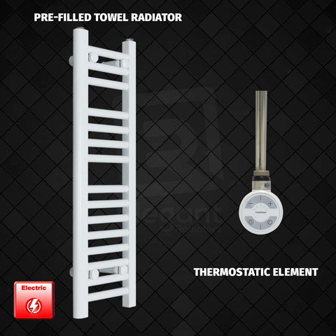 800 mm High 250 mm Wide Pre-Filled Electric Heated Towel Rail Radiator White HTR Thermostatic Element