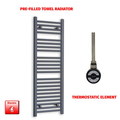1200 x 400 Flat Anthracite Pre-Filled Electric Heated Towel Rail HTR