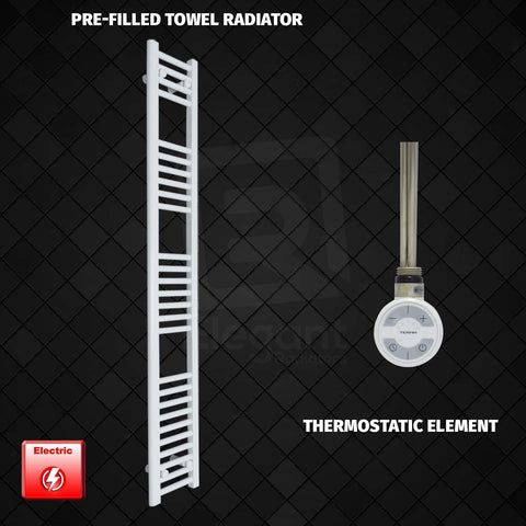 1600 x 200 Pre-Filled Electric Heated Towel Radiator White MOA Wifi Thermostatic Element NO Timer
