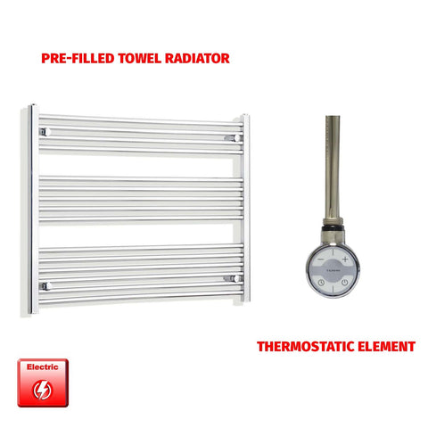 800mm High 950mm Wide Pre-Filled Electric Heated Towel Rail Radiator Straight Chrome MOA Thermostatic element no timer