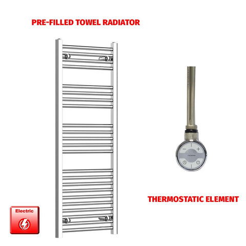 1200 x 450 Pre-Filled Electric Heated Towel Radiator Straight Chrome
