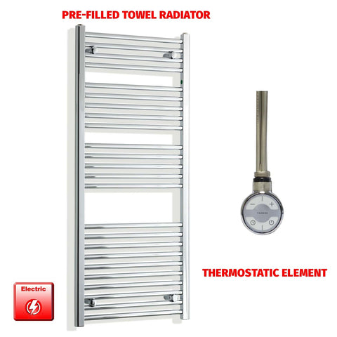 1300mm High 450mm Wide Pre-Filled Electric Heated Towel Rail Radiator Straight or Curved Chrome MOA Element No Timer