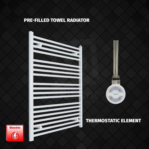 1000 mm High 800 mm Wide Pre-Filled Electric Heated Towel Rail Radiator White HTR MOA Thermostaic element no timer