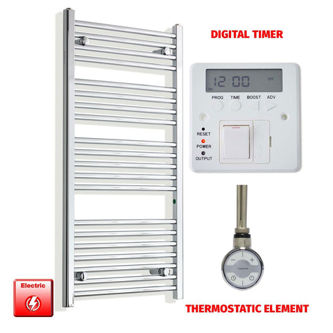 1100mm High 550mm Wide Pre-Filled Electric Heated Towel Radiator Chrome HTR