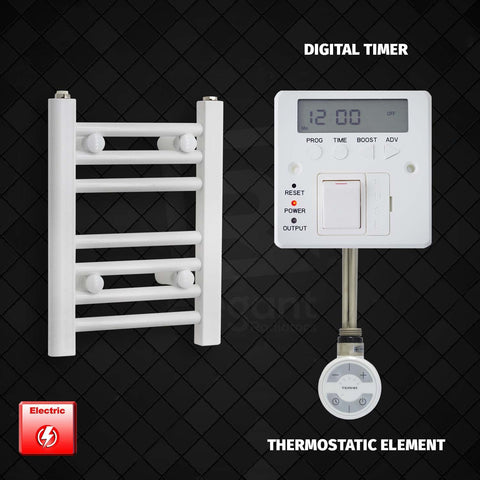 400 x 350 Pre-Filled Electric Heated Towel Radiator White HTR Digital Timer Thermostatic Element