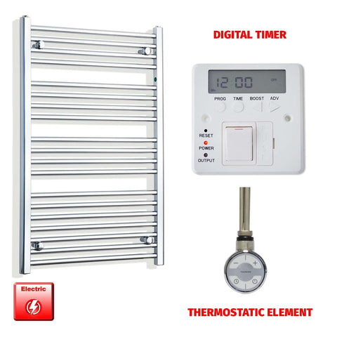 1000mm High 550mm Wide Pre-Filled Electric Heated Towel Radiator Chrome HTR MOA Thermostatic element Digital timer