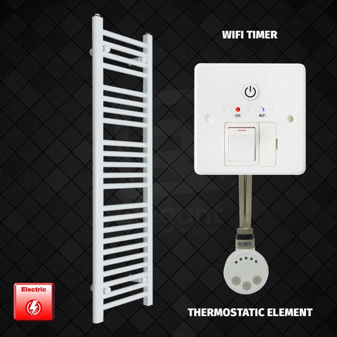 1200 x 300 Pre-Filled Electric Heated Towel Radiator White HTR wifi timer thermostatic element