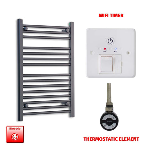 800 x 550mm Wide Flat Black Pre-Filled Electric Heated Towel Radiator HTR MOA Thermostatic Wifi Timer