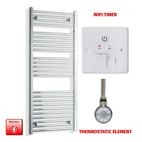 1300mm High 550mm Wide Pre-Filled Electric Heated Towel Radiator Chrome HTR MOA Element Wifi Timer
