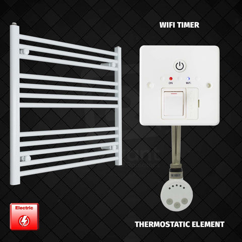 700 mm High x 900 mm Wide Pre-Filled Electric Towel Rail White HTR MOA Thermostatic element Wifi timer