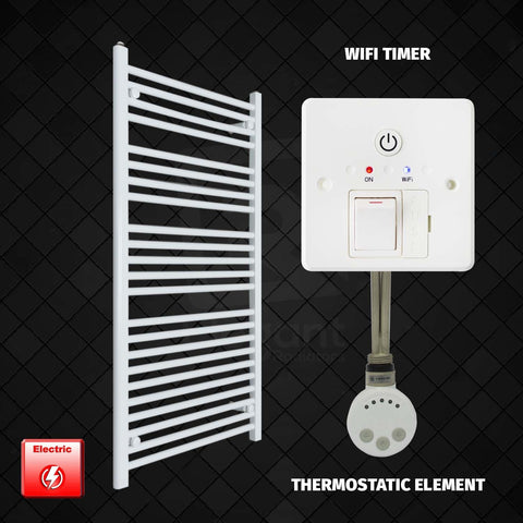 1200 mm High 700 mm Wide Pre-Filled Electric Heated Towel Rail Radiator White HTR MOA element Wifi timer