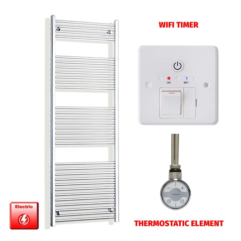 1800mm High 550mm Wide Electric Heated Towel Radiator Straight Chrome MOA Thermostatic element Wifi timer