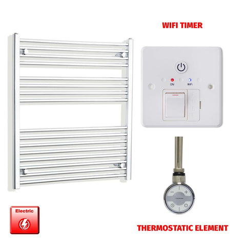 900mm High 800mm Wide Pre-Filled Electric Heated Towel Rail Radiator Straight Chrome MOA Thermostatic element Wifi timer