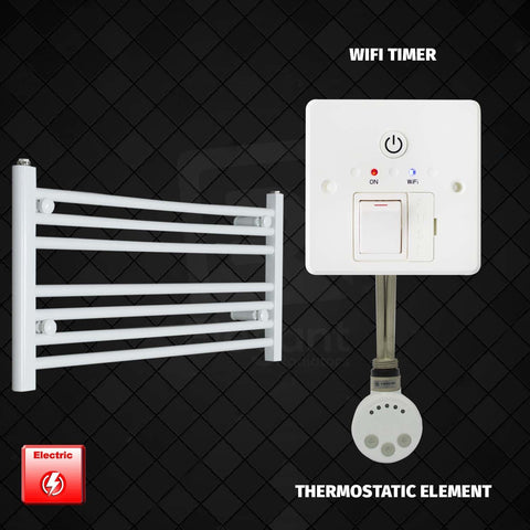 400 mm High 800 mm Wide Pre-Filled Electric Heated Towel Radiator White HTR MOA Thermostatic element Wifi timer