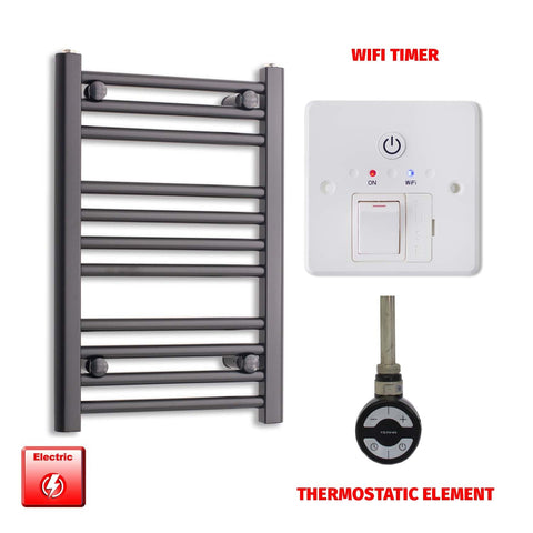 800 x 450 Flat Black Pre-Filled Electric Heated Towel Radiator HTR MOA Thermostatic Wifi Timer