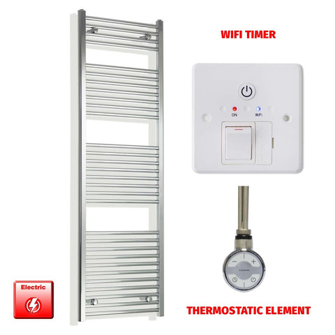 1700mm High 550mm Wide Pre-Filled Electric Heated Towel Radiator Chrome HTR MOA Element Wifi Timer