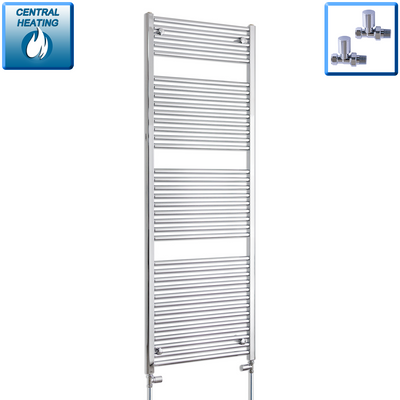 1744x500mm Straight Heated Towel Radiator Chrome 25mm Tubes
