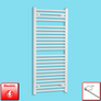 500mm Wide 1200mm High Pre-Filled White Electric Towel Rail Radiator With Single Heat Element