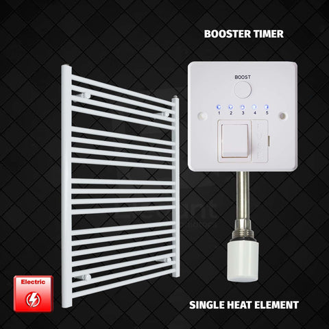 1000 mm High 800 mm Wide Pre-Filled Electric Heated Towel Rail Radiator White HTR Single heat element Booster timer