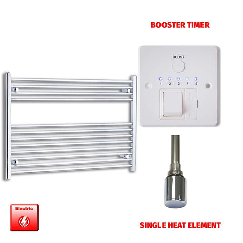700 x 1200 Pre-Filled Electric Heated Towel Radiator Straight Chrome Single heat element Booster timer