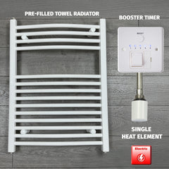 688 x 600 Electric Heated Towel Rail White Pre-Filled Curved