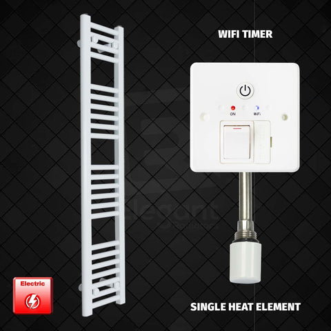1200 x 250 Pre-Filled Electric Heated Towel Radiator White HTR Single Heat Element Wifi Timer