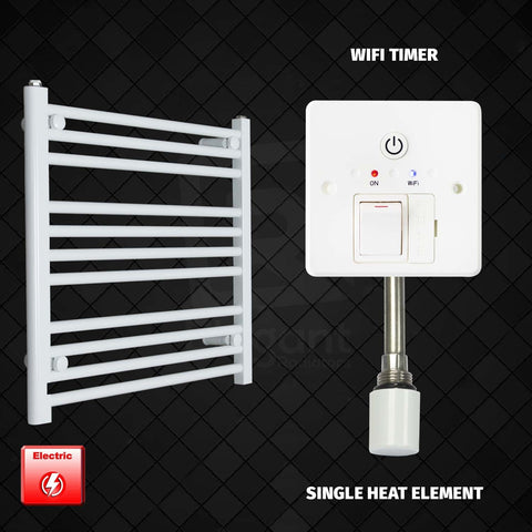 600 mm High 600 mm Wide Pre-Filled Electric Heated Towel Rail Radiator White HTR Single heat element Wifi timer
