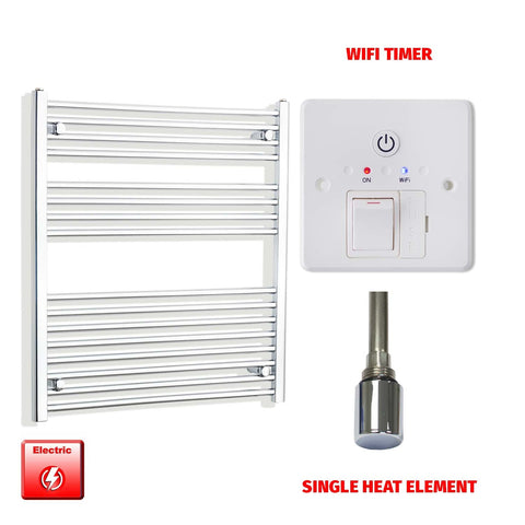 900mm High 800mm Wide Pre-Filled Electric Heated Towel Rail Radiator Straight Chrome Single heat element Wifi timer