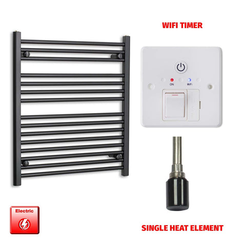 800 x 700 Flat Black Pre-Filled Electric Heated Towel Radiator HTR Single Booster Timer