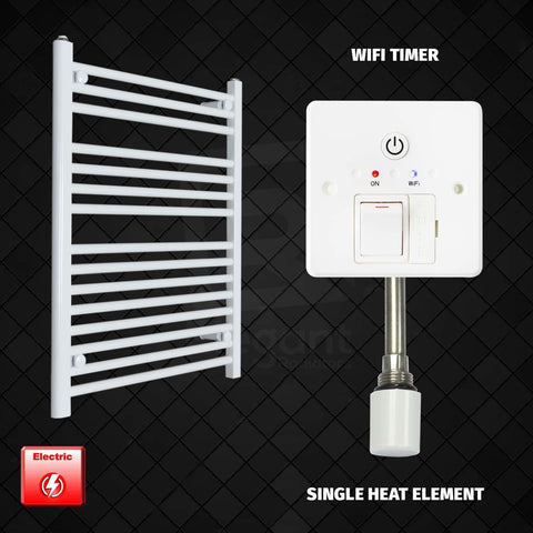 800 mm High 700 mm Wide Pre-Filled Electric Heated Towel Radiator White HTR Wifi Timer Single Heat Element
