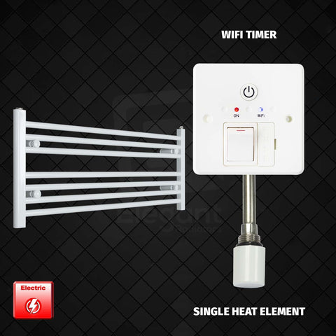 400 mm High 1100 mm Wide Pre-Filled Electric Heated Towel Rail Radiator White HTR Single heat element Wifi timer