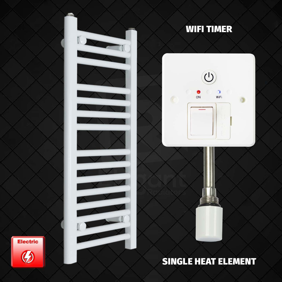 800 x 400 Pre-Filled Electric Heated Towel Radiator White Wifi Timer