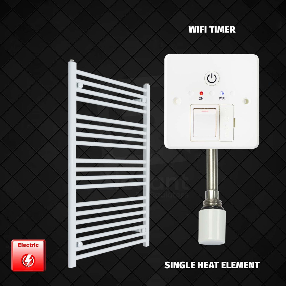 1000 x 700 Pre-Filled Electric Heated Towel Radiator White HTR Single heat element Wifi timer