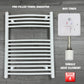 688 x 600 Electric Heated Towel Rail White Pre-Filled Curved