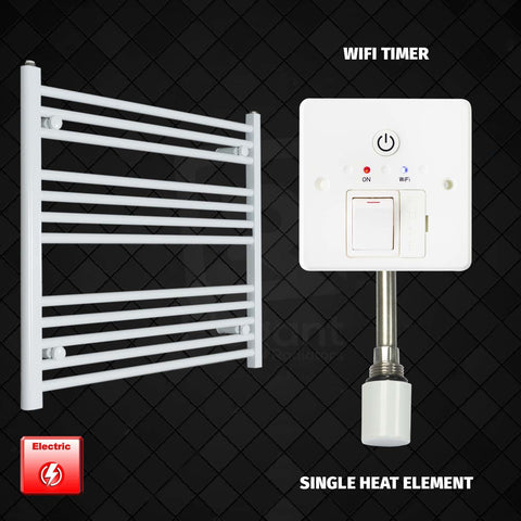 700 mm High x 900 mm Wide Pre-Filled Electric Towel Rail White HTR Single heat element Wifi timer