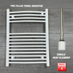 688 x 600 Electric Heated Towel Rail White Pre-Filled Curved