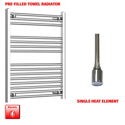 800 x 650 Pre-Filled Electric Heated Towel Radiator Straight Chrome