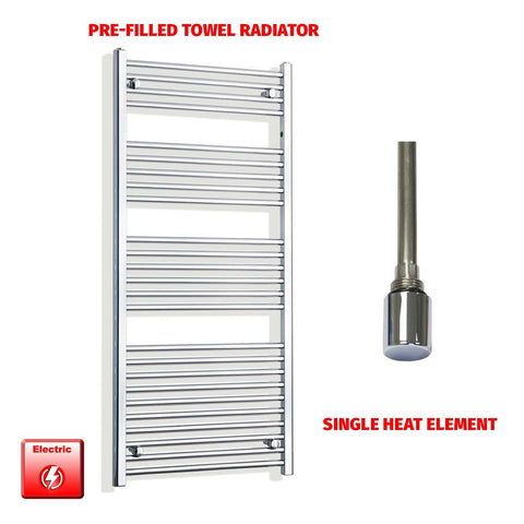 1400mm High 650mm Wide Pre-Filled Electric Heated Towel Radiator Straight Chrome