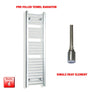 1200 x 350 Pre-Filled Electric Heated Towel Radiator Straight Chrome Single heat element no timer