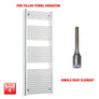 1800mm High 550mm Wide Electric Heated Towel Radiator Straight Chrome Single heat element no timer