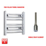400mm High 400mm Wide Pre-Filled Electric Heated Towel Radiator Straight Chrome Single heat element no timer