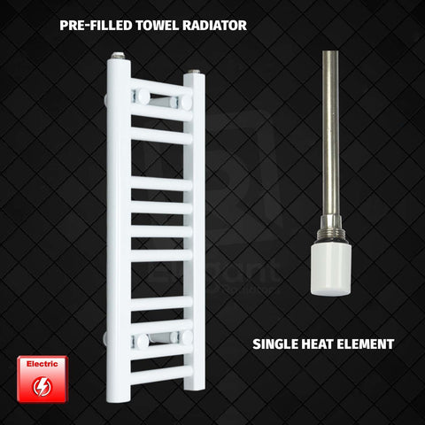 600 mm High 300 mm Wide Pre-Filled Electric Heated Towel Rail Radiator White HTR Single No Timer