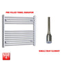 700 x 900 Pre-Filled Electric Heated Towel Radiator Straight Chrome Single heat element no timer