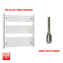 800mm High 900mm Wide Pre-Filled Electric Heated Towel Radiator Straight Chrome Single heat element no timer