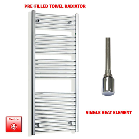 1300mm High 550mm Wide Pre-Filled Electric Heated Towel Radiator Chrome HTR Single Element No Timer