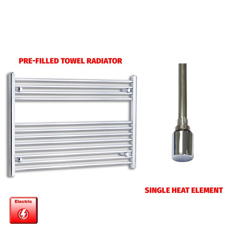 700 x 1000 Pre-Filled Electric Heated Towel Radiator Straight Chrome Single heat element no timer