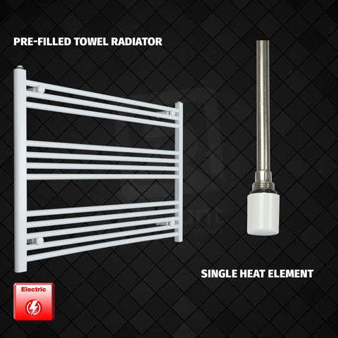 700 mm High 1000 mm Wide Pre-Filled Electric Heated Towel Rail Radiator White HTR Single heat element no timer